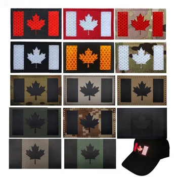 Vlajka Kanada Javorový List Háku&Slučky Škvrny Infračervený Odraz Výšivky Remienok Taktické Odznak na Batoh Patch pre Odevy