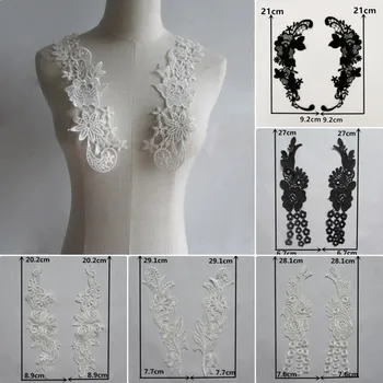 Čierne a biele polyester výšivky vydlabaných šitie čipky DIY veľkoobchodný predaj 1-10 kusov výzdoba odevné doplnky
