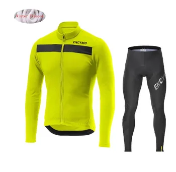 Zimné Thermal Fleece Cyklistické Oblečenie Upozorniť pánske Jersey Sako na Koni Bike MTB Oblečenie Náprsníkové Nohavice Nastaviť ENCYMO