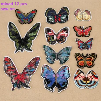 Šiť na zmiešané 12 ks 12 štýly Motýle Vyšívané a Tlačené patch šiť na Motív Nášivka odev cartoon DIY príslušenstvo