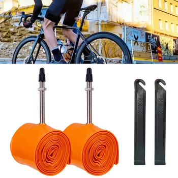 1PCS Ultralight Koleso Vnútorné Rúrka Cyklistické Príslušenstvo Orange MTB Cestných Bicyklov TPU Materiálu Pneumatiky 65mm, Dĺžka francúzsky Ventil