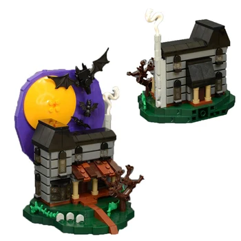 MOC Halloween Bat Strašidelný Dom, Kreatívne Duše Ghost House Scény Stavebné kamene, Tehly, Hračky pre Deti, Darčeky Kompatibilné S LEGO