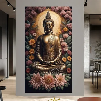 Fantasy Flowes Buddha Diamond Mozaiky Plné Námestie Kolo 5d DIY Diamond Maľovanie Nové 2024 Domova Portrét Vianočný Darček V649