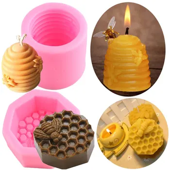 3D Honeycomb Vosk Formy Bee Silikónové Fondant Plesní, Ručne vyrábané Mydlo Epoxidové Živice Plesne Čokoládové Cukrovinky Cake Zdobenie Nástroje