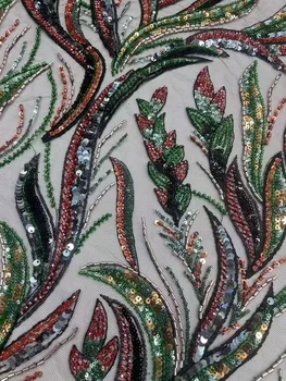 Dosť Ťažké Korálkové Dizajn .Farebné Sequin Výšivky Francúzsky Tylu Net/Korálkové Afriky Textílie Pre Večerných Šiat, Strán, Svadby