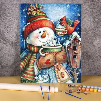 Diy Farba Čísla Vianočné Snehuliak Plátno Obrazu S Číslom Deti Múr Umenia Maľby Akrylom Domova Detí Pintura