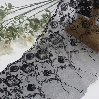 40Yards Kvetované Black Emroidered Čipky Ozdoby Kostým Tanečné Šaty Podprsenka Bielizeň Beddings Oblečenie, Šitie Tkaniny 26 cm