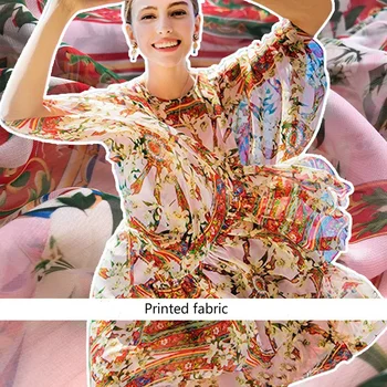 Šifón Textílie Digitálna Tlač Polyester Módne Ručné DIY Tkaniny Veľkoobchod látky na Šaty, Šitie Na Meter