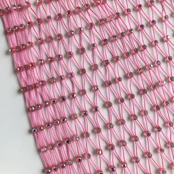 Neon Ružová 3 mm Pružná Crystal Textílie Sieťovina Pre Oblečenie