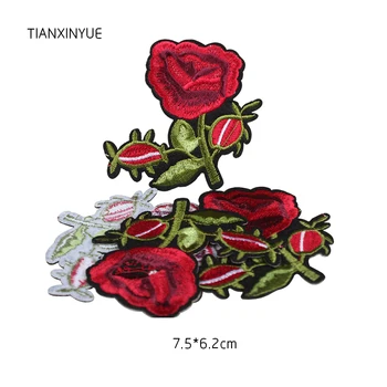 TIANXINYUE 20pcs červený kvet Patch Nášivka Textílie Nálepky Žehlička Na Patch Plavidlá, Šitie na Vyšívané Odevy