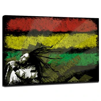 Žiadna Žena Nie Plakať Hudba Reggae Jamajka Hudobník Rastafarian Pigtail Bob Marley Farebné Plátno Na Stenu Umenie Maľba
