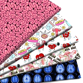 Ľudský Orgán Mozgu Vytlačené Polyester Čistej Bavlny Materiál Meter Patchwork Tkaniva Šitie, Prešívanie Tkaniny, Výšivky