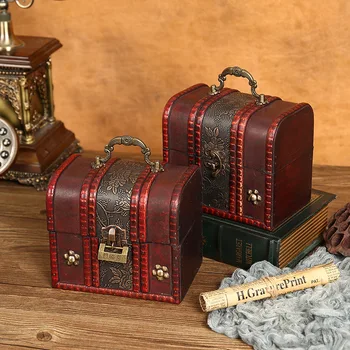 Drevené skladovací Box so Zámkom Ploche Vintage Retro Ručné Heslo Šperky Box Decoracion Rôzne Skladovanie Domova