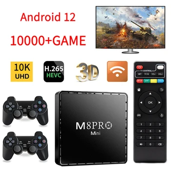 M8 pro Mini Video Game Box 4K 64 G 10000 Video Konzoly Dve Gamepad G31 CPU H313 Duálny Systém 4G Wifi Android 12 HDR 10k TV BOX