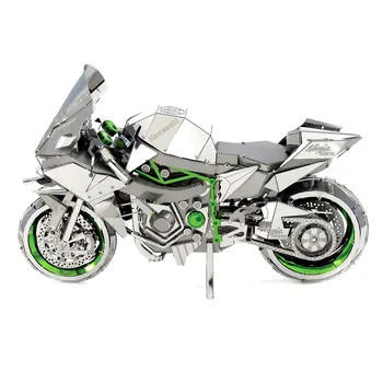 Vianočné DIY 3D Stereoskopické Kovové Stavebné Bloky Ninja H2R Motocykel Nový Model Chlapci Grils Hračka