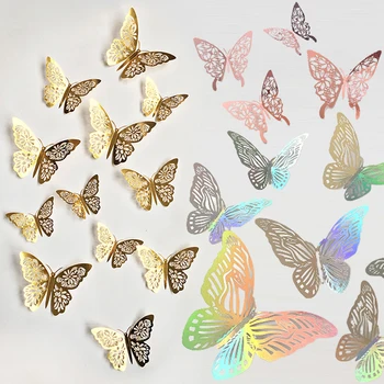 12 Kusov Motýľ Samolepky na Stenu Samolepky na Stenu Domáce Dekorácie PVC Obývacej Izby Záhrada Dekor Farebné