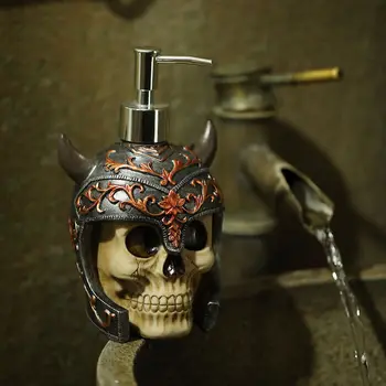 Viking Lebky Strane Mydla pre Kúpeľňa Pultu Prilba Tvar Živice Jedlo Mydla s Čerpadlom Halloween Gotický Dekor