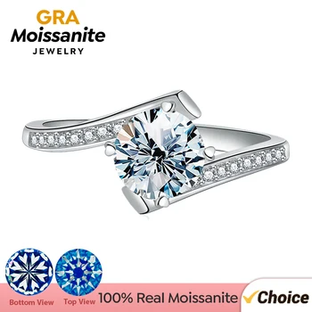 HRA 100% Moissanite Krúžok 1CT Brilantné Diamantové Zásnubné Prstene Pre Ženy, Dievčatá Sľub Darček 925 Sterling Silver Jemné Šperky