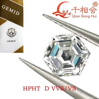 D biela farba 1ct VS1 jasnosť HPHT diamond 2EX Šesťhranné Krok Rez GEMID osvedčenou lab pestuje diamond voľné kameň