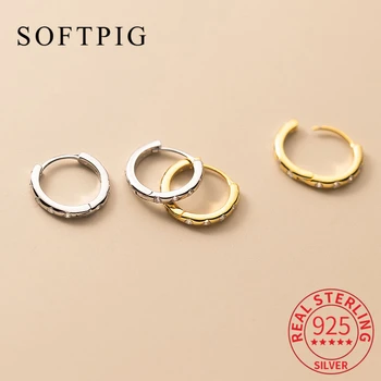 SOFTPIG Reálne 925 Sterling Silver 18K Zlata Zirkón Kolo Obvodové Náušnice Pre Ženy Strana Klasické Jemné Šperky Minimalistický Príslušenstvo