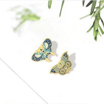 Motýľ Motýľ Smalt Pin Vlastné Hmyzu Brošňa Taška Oblečenie Klopě Pin Odznak Punk Hviezdna Modrá Šperky Darček pre Dieťa Priateľmi