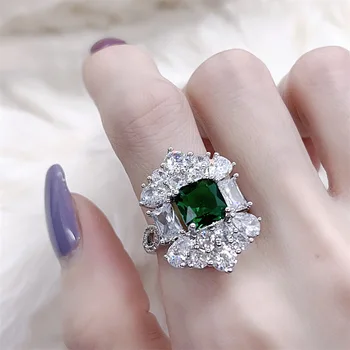 Smaragdová farba poklad nastaviť tri-kus krúžok náušnice, náhrdelník elegantné ženy temperament banket s šperkov, veľkoobchod