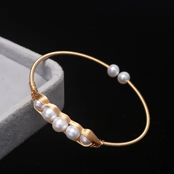 Móda prírodné sladkovodné perly 14k zlata handmade náramok