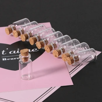 10pcs/Set 1 ml Mini Malé Sklenené Fľaše s jasnými Korkovou Zátkou Malé Fľaštičky Pohárov Kontajnerov Správu Svadby Želanie, Šperky Priazeň