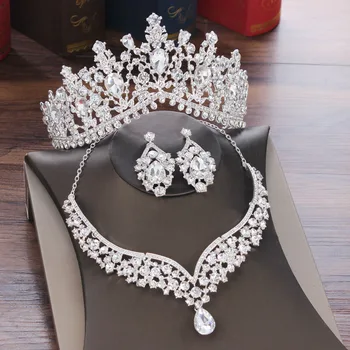 Barokový Crystal Kvapka Vody Svadobné Šperky Sady Drahokamu Tiaras Koruny Náhrdelníky Náušnice pre Nevesta Svadobné Šperky Set Dubaj