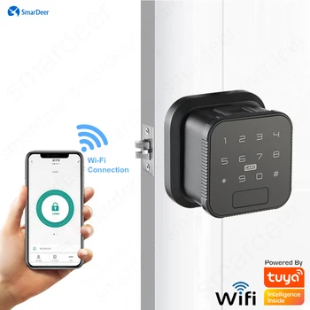 SmarDeer Smart Lock pre siete Wi-Fi Odtlačkov prstov zámok Drevené dvere, Elektronický Zámok Keyless entry Odtlačkov prstov/Heslo/Karta/Key/App