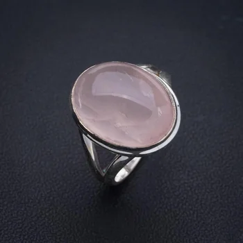 StarGems Prírodné Rose Quartz Ručné 925 Sterling Silver Ring 7 E9362