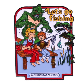 C4668 Poďme rybolov Aktivity Pre Deti Brošne na Oblečenie, Odznaky Preklopke Kolíky pre Batoh Smalt Pin Príslušenstvo Šperky