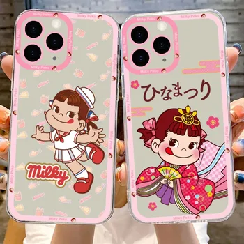 Fujiya Mliečna Peko-chan roztomilý kreslený Telefón puzdro Pre iPhone 11 12 Mini 13 14 Pro Max Transparentné Shell