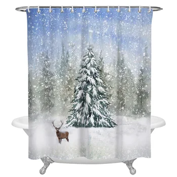 Vianočné Jeleň Snehové Vločky Sprchové Závesy Nepremokavé Vaňa Záclony Domova Moderná Luxusná Kúpeľňa Opony