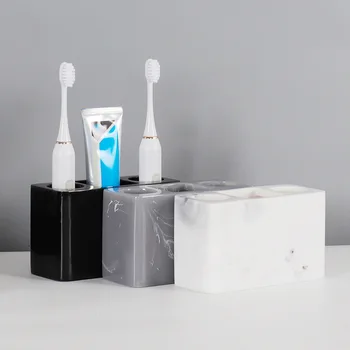 1pc Tvorivé Mramorový Vzor Živice Multifunkčné Elektrické zubné Kefky, Rack zubná pasta Držiteľ Kúpeľňa Čistiaca Kefa Úložný Box