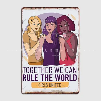 Medzinárodné Ženy S Deň Dievčatá Spojených B Typografii Kovová Doska Plagát Klub Domov Pub Garáž Plagát Vintage Tin Podpísať Plagát
