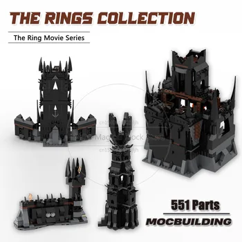 Krúžky Kolekcia Mini Moc Stavebné Bloky Veža A Black Gate Tehly DIY Montáž Displeja Model Hračky, Vianočné Darčeky