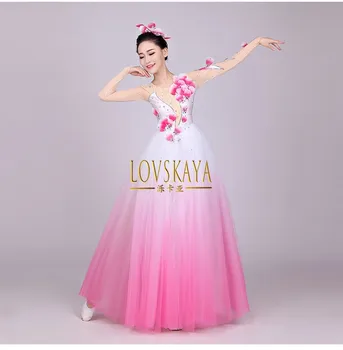 Čínsky štýl, ľudová hudba dlhé sukne nové otvorenie tanec veľká swing, sukne pre dospelé samice zbor výkon kostýmy