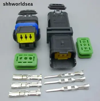 shhworldsea 5/30/100sets 3 Pin samec samica 1,5 mm senser konektor,voda Teplota snímača konektor Auto Temp pre VW,pre BMW,pre Buick.